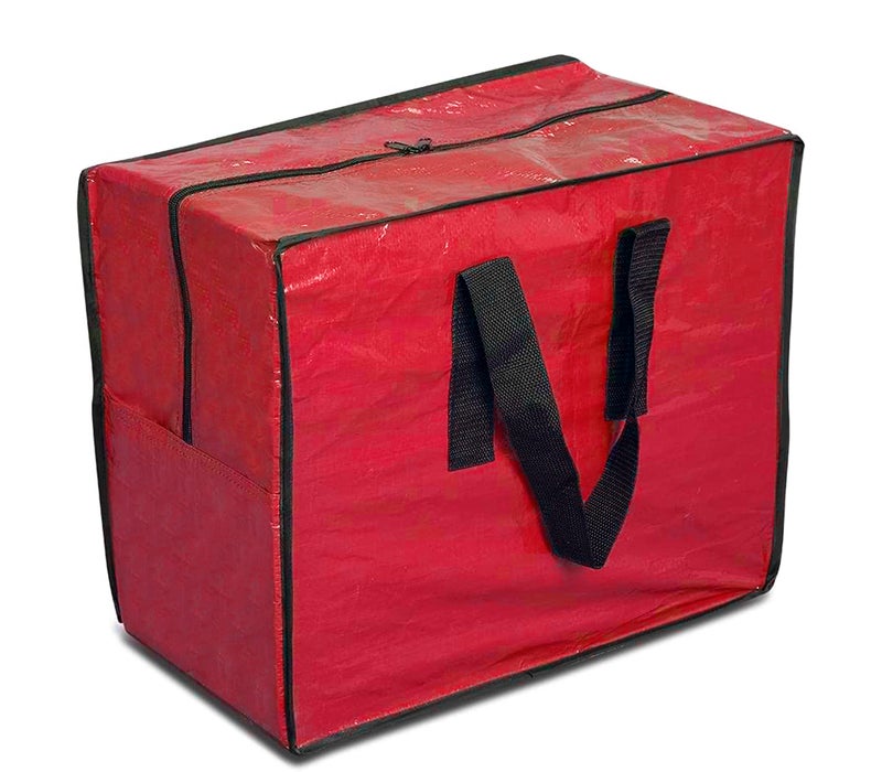 ProPik Christmas Ornaments Storage, Holiday Accessories Bag Tear-Proof Tarp 18 X 10 X 15 with Handles and Full Length Zipper (Red) - Image 1